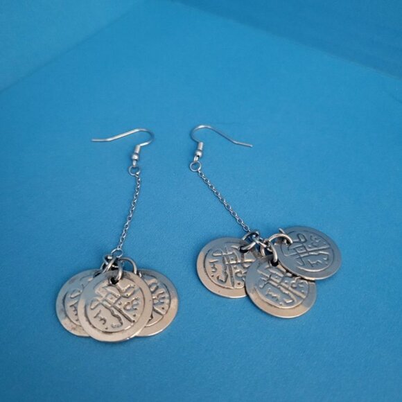 3 Pc Vintage Estate Belly Dancer Coin Chain Upcycled Necklace Bracelet, Earrings - Picture 3 of 16